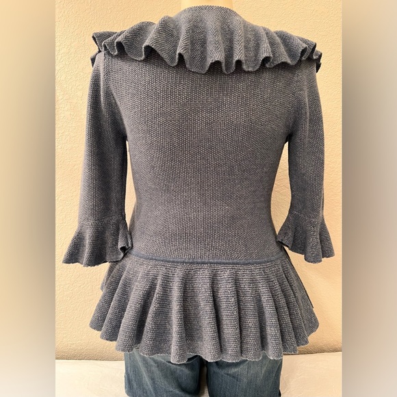 NWT Ralph Lauren Ruffle Cardigan S Ruffle Peplum Hem 3/4 Ruffle Bell Sleeve NWT - Picture 4 of 13